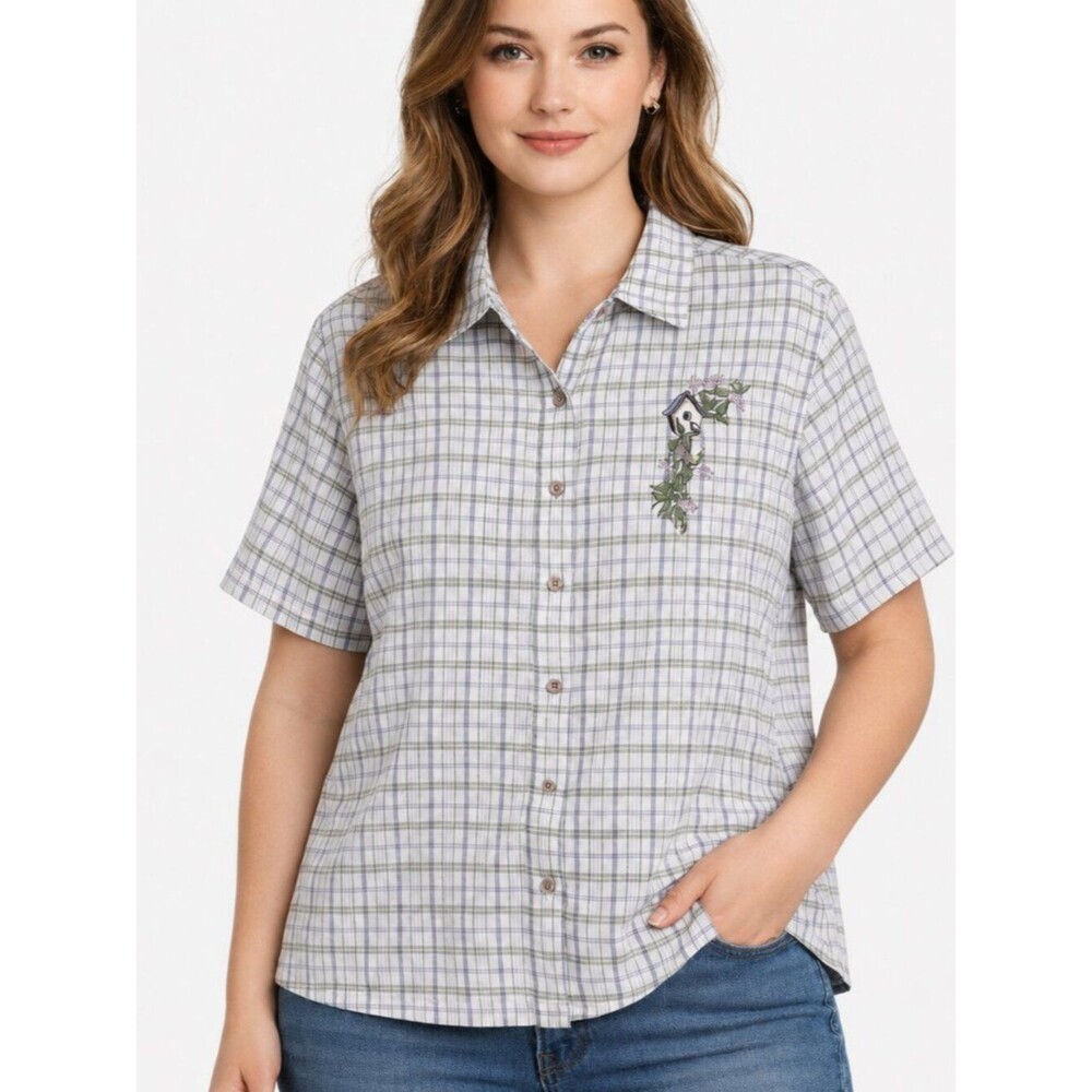 Northern Reflections Plaid Shirt Size XL Cotton Embroidered Plaid